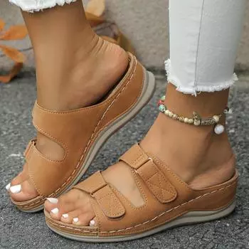 Женская обувь 2024 года, горячая распродажа, женские тапочки с открытым носком, летние римские однотонные легкие повседневные пляжные тапочки Zapatos De Mujer 36