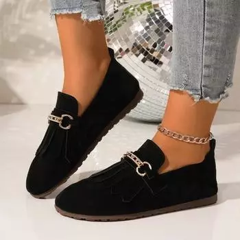 Женская обувь 2024 года, горячая распродажа, женские туфли на плоской подошве, модные повседневные туфли на плоской подошве с металлическим украшением, новые туфли на плоской подошве с круглым носком, низкие каблуки, Zapatos 36 бежевый