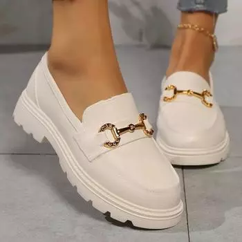 Женская обувь 2024 года, хит продаж, модная повседневная универсальная обувь, верхняя одежда, ленивые мокасины на толстой подошве для женщин, Zapatos 37 чёрный