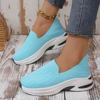 Женская обувь 2024 года, хит продаж, женская вулканизированная обувь без застежек, осенняя дышащая сетка, однотонная, для отдыха на открытом воздухе, большой размер 36 бежевый