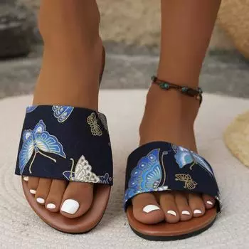 Женская обувь 2024 года, летние новые плоские шлепанцы, женские открытые пляжные повседневные шлепанцы 36 бежевый