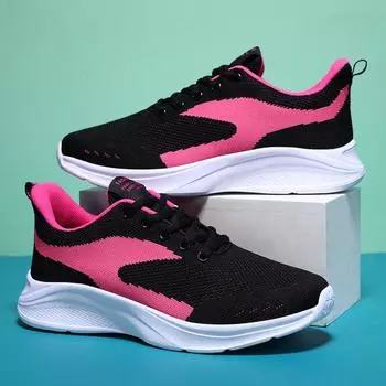 Женская обувь 2024 года, летний тренд, летающие сетчатые дышащие школьные кроссовки для девочек, повседневные модные кроссовки с мягкой подошвой для бега 35 чёрный