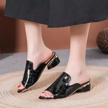 Женская обувь 2024 года, модные женские тапочки больших размеров, модные туфли с открытым носком, женские летние однотонные тапочки, женские Zapatos 35