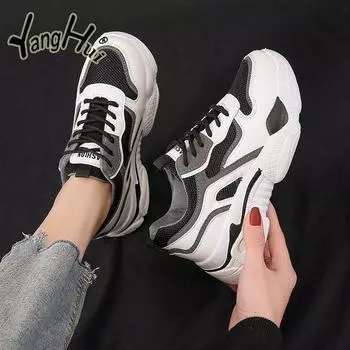 Женская обувь 2024 года, новые модные сетчатые дышащие повседневные удобные легкие универсальные дизайнерские кроссовки для женщин на платформе 35 чёрный