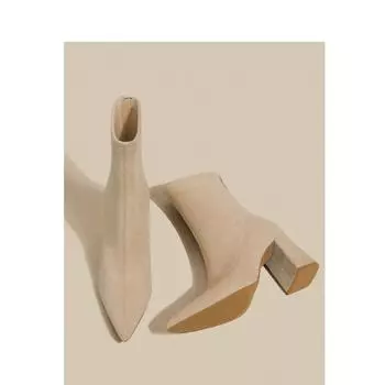 Женская обувь 2024 года Новые женские ботинки на молнии Классические повседневные ботинки Женские ботильоны на высоком каблуке Сексуальные остроносые туфли Женские каблуки 35