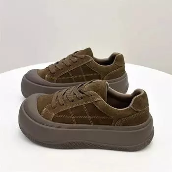 Женская обувь 2024 года, новые женские туфли на шнуровке, вулканизированные, женские кроссовки на открытом воздухе, с круглым носком, на платформе, плоская женская повседневная обувь 35