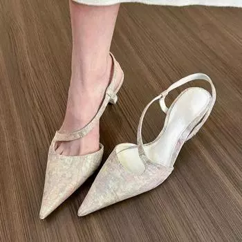 Женская обувь 2024 года, новые женские туфли на высоком каблуке, классические модные сексуальные туфли-лодочки с острым носком, однотонные туфли для женщин, сандалии 35 розовый