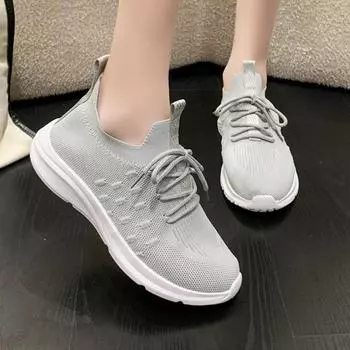 Женская обувь 2024 года, новые женские вулканизированные туфли, базовые однотонные спортивные туфли, женские летние сетчатые дышащие кроссовки для бега 35 белый