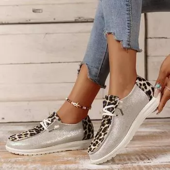 Женская обувь 2024 года, повседневная обувь с леопардовым принтом, женские модные кроссовки на плоской подошве, женские туфли на платформе, большие размеры, полосатые мокасины Zapatillas Muje