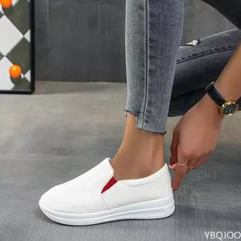 Женская обувь 2024 года, повседневная обувь с низким круглым носком, туфли на танкетке и платформе, женская обувь из вулканизированной стали, размер 43, балетки Socofy Zapatos Mujer 35 чёрный