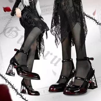 Женская обувь 2024 года, прозрачные толстые каблуки, женские туфли-лодочки, новые ретро-туфли на очень высоком каблуке, сексуальные лакированные туфли Мэри Джейн, модные туфли Zapatos 35