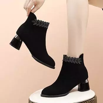 Женская обувь 2024 года, распродажа, высококачественные женские ботинки на молнии, модные, с острым носком, для офиса и карьеры, горячая распродажа, ботильоны со стразами, Zapatos 35