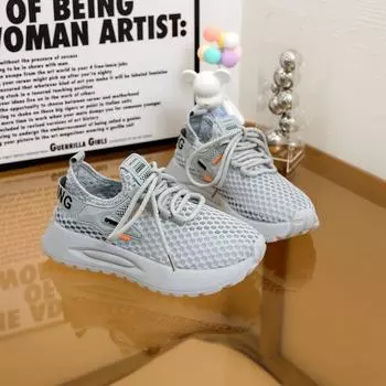 Женская обувь 2024 года, весна-лето, хит продаж, универсальная сетчатая дышащая повседневная обувь, толстые полые кроссовки на подошве Zapatos Mujer 35 серый