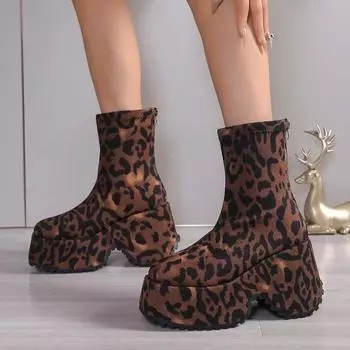 Женская обувь 2024 года, женские ботинки до щиколотки больших размеров, современные ботинки на платформе, женские туфли с круглым носком и высоким каблуком, римские туфли для женщин 35