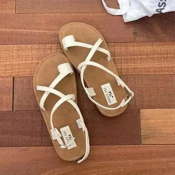 Женская обувь 2024 года, женские сандалии Rome Thong, летние повседневные сандалии, женские с пряжкой на плоской подошве, легкие уличные женские туфли 35 чёрный