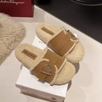 Женская обувь 2024 года, женские тапочки, шлепанцы на платформе, низкие, новые, массажные, мягкие, плюшевые, резиновые, римского покроя, каблук-копыто 35 хаки