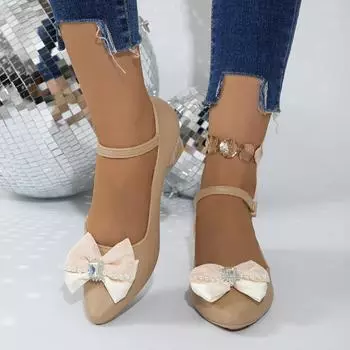 Женская обувь 2024 года, женские туфли на высоком каблуке с пряжкой и ремешком, туфли-лодочки для улицы, женские туфли с завязками, бисером и бантом, с кристаллами, на квадратном каблуке, женские 36 хаки