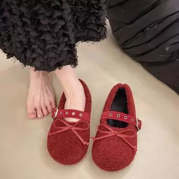 Женская обувь 2024 Mary Janes женские туфли на плоской подошве милые повседневные туфли на плоской подошве женские туфли с завязками-бабочками, круглым носком, пряжкой, ремешком, мягкой подошвой, теплые женские туфли 35