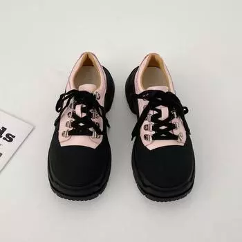 Женская обувь 2024 Весна Повседневная обувь Новые туфли на плоской подошве Кроссовки на платформе Спортивные кроссовки на шнуровке Дизайнерские нескользящие Mujer Zapatillas 35 чёрный