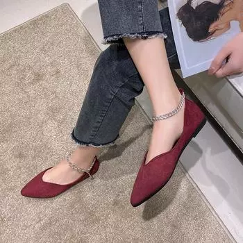 Женская обувь 2024, женские туфли на плоской подошве с пряжкой и ремешком, модные женские туфли на плоской подошве с острым носком, пикантные металлические украшения, Zapatos De Mujer 35 дубильная кора