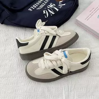 Женская обувь 2025 года, осень, новый стиль Гонконга, повседневная обувь на мягкой подошве, женские кроссовки на шнуровке, прогулочные туфли на плоской подошве, Zapatillas De Mujer 35 бежевый