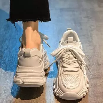 Женская обувь 2025 года, весна и лето, новые универсальные туфли для папы, женские туфли на каждый день, на толстой подошве, увеличивающие рост, спортивная обувь 35