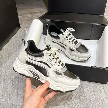 Женская обувь 2025 года, весна, новые туфли для папы, дышащие туфли из искусственной кожи, простые женские дышащие повседневные кроссовки для бега и спорта 35