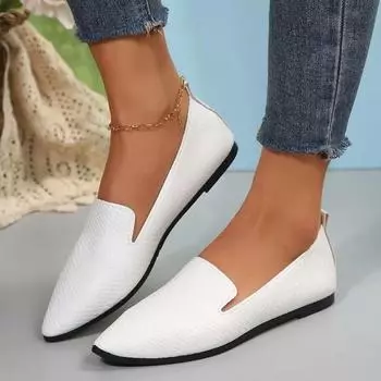 Женская обувь 2025 года, женские туфли на плоской подошве, повседневные туфли на плоской подошве, с острым носком, мягкая подошва, однотонные туфли больших размеров для женщин, Zapatos 35