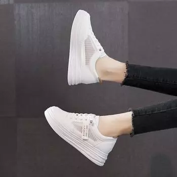 Женская обувь 2025 Летняя дышащая сетчатая обувь на платформе Удобная повседневная обувь Легкие кроссовки Женские туфли на плоской подошве Zapatillas De Mujer 34 зелёный