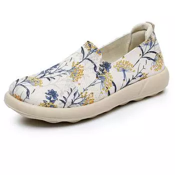Женская обувь 2025 Весна и Осень Новая Вышитая Женская Обувь Тканевая Обувь Легкая Дышащая Мягкая Подошва Обувь Слипоны для Женщин 35