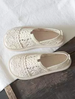 Женская обувь Baotou, летние новые полые дышащие сетчатые туфли, литературные ретро-туфли на плоской подошве, женские сандалии 35