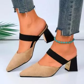 Женская обувь Baotou женские тапочки модные большие размеры женские летние туфли на каблуках женские Zapatos 35