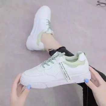 Женская обувь, белые дышащие теннисные туфли на толстой подошве, женские трендовые кроссовки с круглой головкой, женские повседневные кроссовки 35 зелёный