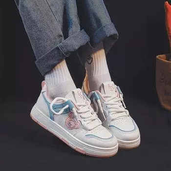 Женская обувь Board Shoes Новые белые туфли на плоской платформе Модные туфли Дышащий тип Повседневная обувь Кожаные кроссовки для женщин 35