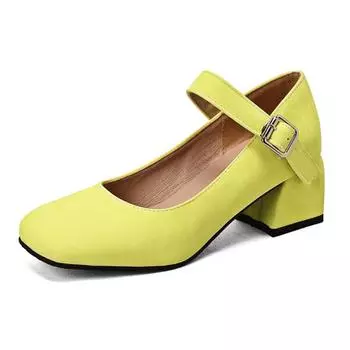 Женская обувь больших размеров 44, 45, 46, новые туфли-лодочки с круглым носком, женские рабочие туфли на высоком каблуке, женские туфли-лодочки на массивном каблуке 34 зелёный
