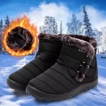 Женская обувь больших размеров, хлопковая обувь 36-43, зимние ботинки, женские бархатные теплые хлопковые ботинки, водонепроницаемые зимние ботинки 36 красный