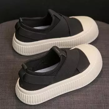 Женская обувь больших размеров, туфли на плоской подошве, парусиновые туфли с толстой подошвой, весенние и летние туфли-лодочки с мягкой подошвой и дышащей подошвой 35 бежевый