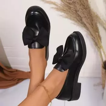 Женская обувь больших размеров, женские туфли на высоком каблуке, классические повседневные туфли-лодочки с завязками-бабочками и круглым носком, на низком квадратном каблуке, женские 35