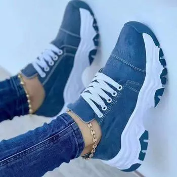 Женская обувь большого размера 2024 года, новые повседневные туфли с круглым носком и толстой подошвой, женская спортивная обувь на шнуровке, женские одинарные туфли 36 красный