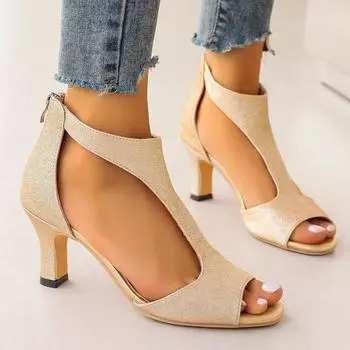 Женская обувь большого размера 2025 лето новые босоножки на высоком каблуке большие босоножки женские 35-43 35 хаки