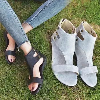 Женская обувь большого размера, летние и осенние женские сандалии в стиле ретро. 41 серый