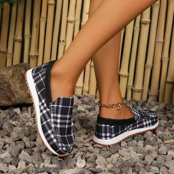 Женская обувь большого размера, лето 2024, новая мода, повседневная обувь на плоской подошве, тканевая поверхность, одинарные туфли, длина 35-43 ярда 35