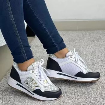Женская обувь большого размера на платформе, осень 2024, новые повседневные спортивные туфли с круглым носком и неглубокой шнуровкой 36 белый