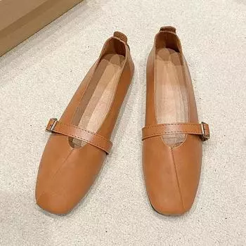 Женская обувь большого размера, весенняя, новая, квадратная, с неглубоким носком, с одинарной подошвой, мягкая, низкая, нескользящая, на плоской подошве 35