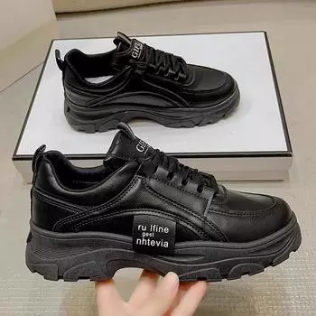 Женская обувь большого размера, весна 2024, новая толстая подошва, женская обувь, однотонная, повседневная, спортивная, повседневная обувь для женщин 35 белый