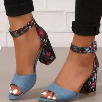 Женская обувь Босоножки на толстом высоком каблуке Винтажные модные босоножки с открытым носком «рыбий рот» Широкополосные женские босоножки Лето 2024 35 чёрный