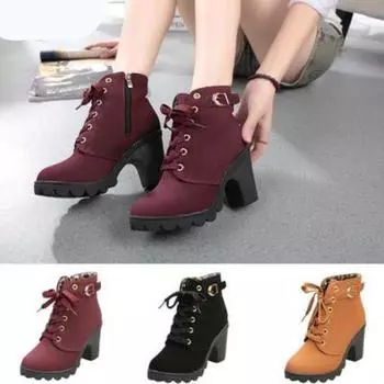 Женская обувь Ботильоны на высоком каблуке со шнуровкой 42 чёрный