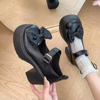 Женская обувь бренда Mary Janes женские туфли на высоком каблуке модные туфли-лодочки с бабочкой и бантом женские новые туфли больших размеров на твердом каблуке женские 35