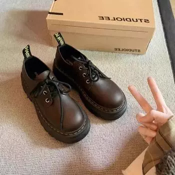 Женская обувь Брендовые женские туфли на шнуровке спереди, модные туфли на высоком каблуке с круглым носком для офиса и карьеры, однотонные туфли на платформе и каблуке 35
