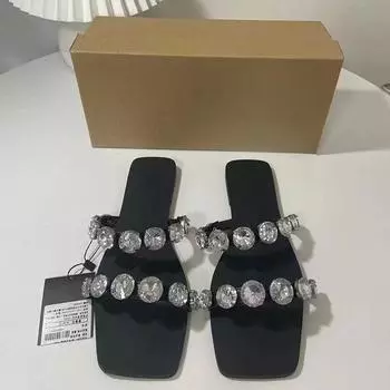 Женская обувь, черные сандалии на плоской подошве, повседневная пляжная обувь на плоской подошве 35 чёрный